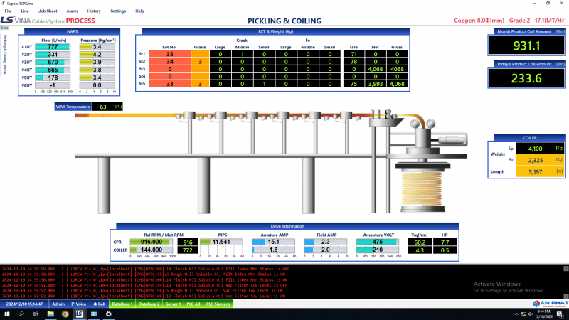 PHẦN MỀM GIÁM SÁT DÂY CHUYỀN ĐÚC ĐỒNG
