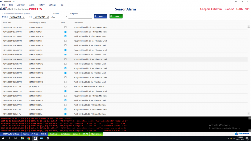 PHẦN MỀM GIÁM SÁT DÂY CHUYỀN ĐÚC ĐỒNG