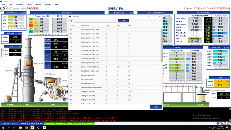 PHẦN MỀM GIÁM SÁT DÂY CHUYỀN ĐÚC ĐỒNG