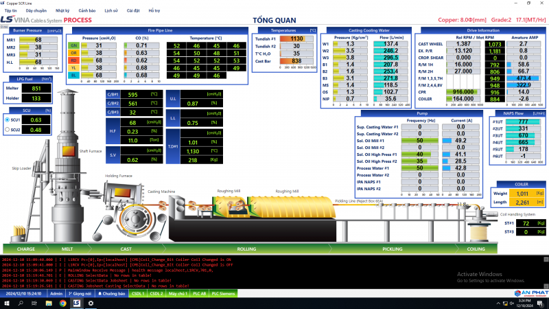 PHẦN MỀM GIÁM SÁT DÂY CHUYỀN ĐÚC ĐỒNG
